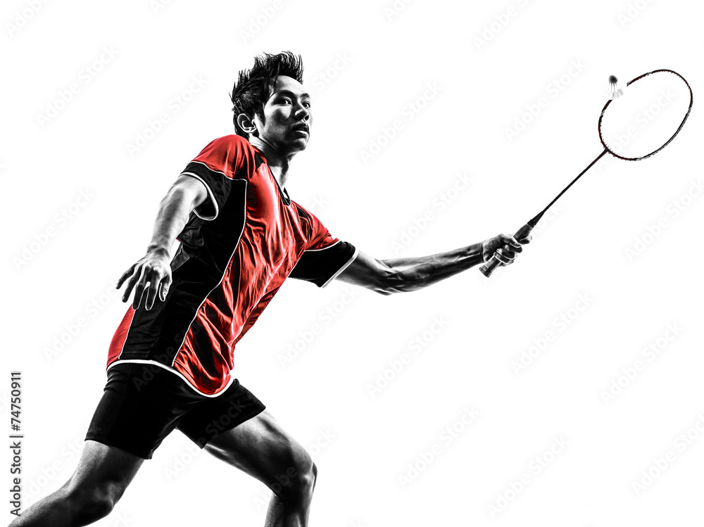 Fototapeta premium badminton player young man silhouette