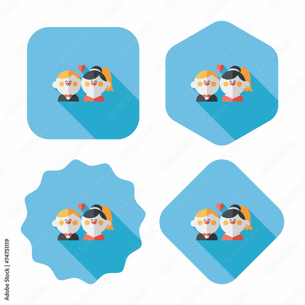 wedding couple flat icon with long shadow,eps10 wedding couple flat icon with long shadow,eps10