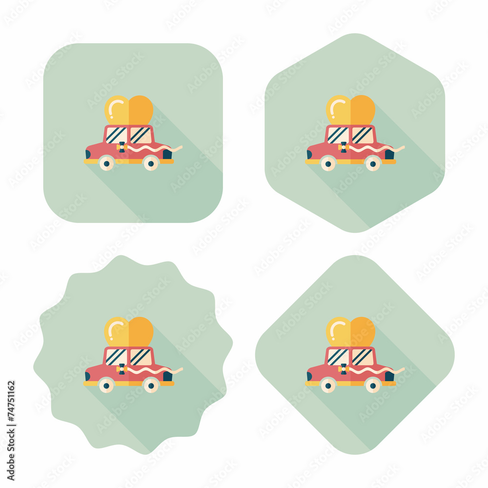 wedding car flat icon with long shadow, eps10