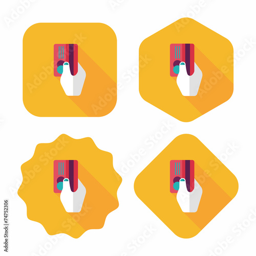 shopping credit card flat icon with long shadow,eps10