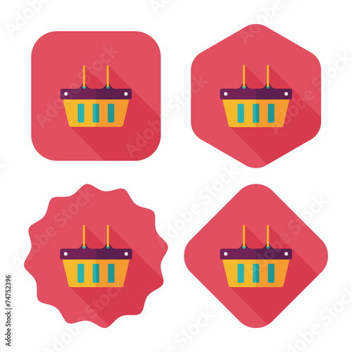 shopping basket flat icon with long shadow,eps10