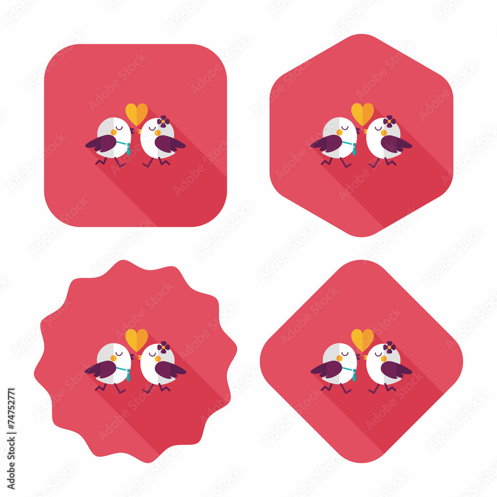Valentine's Day lover bird flat icon with long shadow,eps10