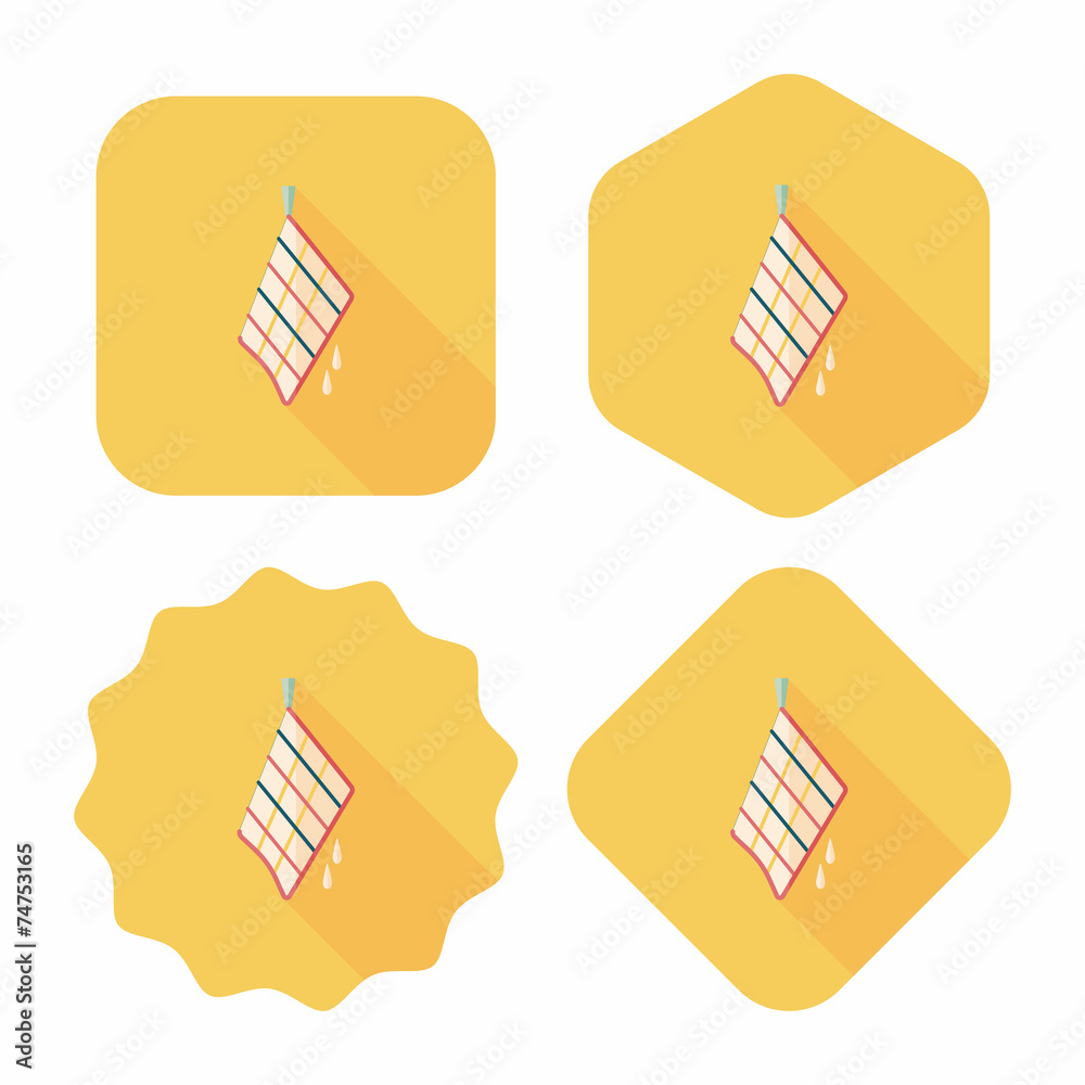 kitchenware rag flat icon with long shadow,eps10 kitchenware rag flat icon with long shadow,eps10