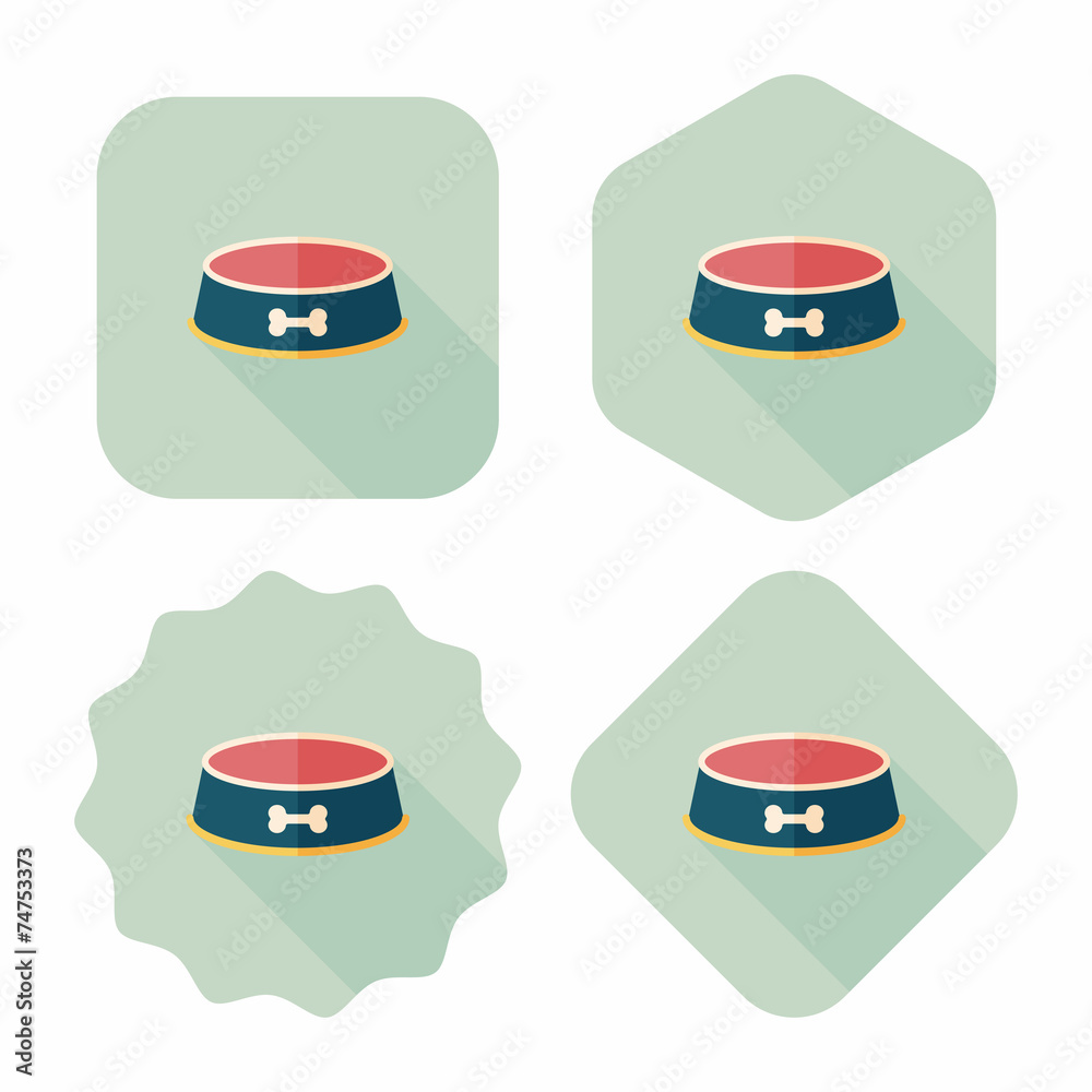 Pet dog bowl flat icon with long shadow,eps10 Pet dog bowl flat icon with long shadow,eps10