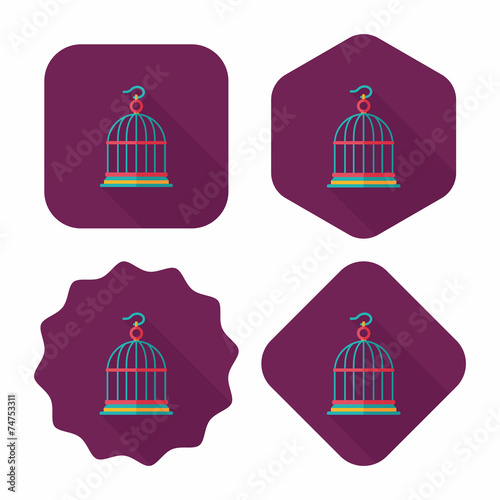 Pet bird cage flat icon with long shadow, eps10 © eatcute