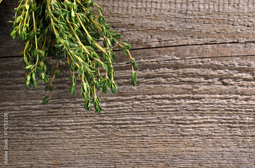 Thyme on a wooden Board