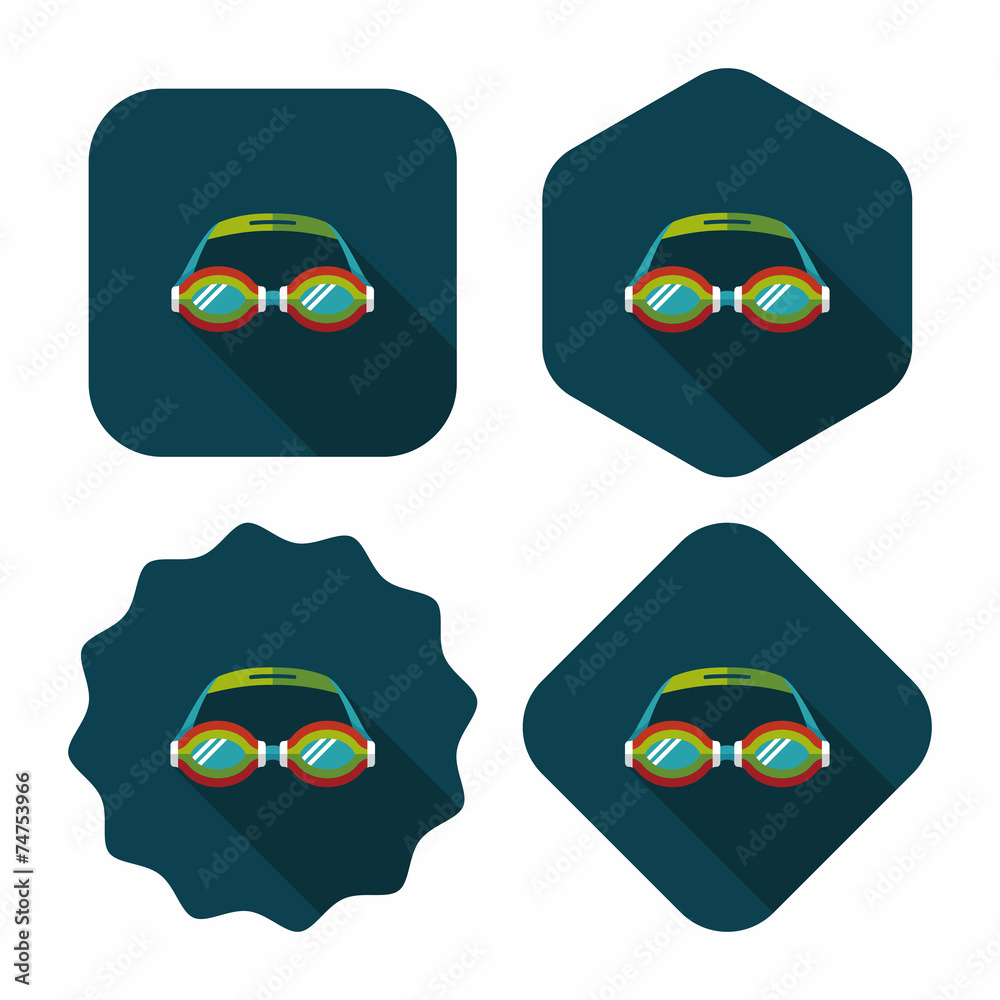 swimming goggles flat icon with long shadow,eps10