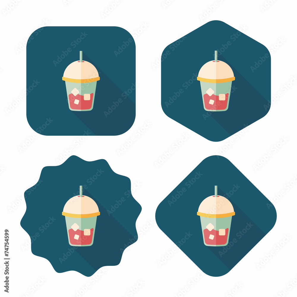 iced drink flat icon with long shadow,eps10