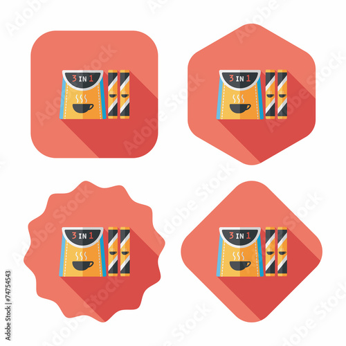 3 in 1 coffee flat icon with long shadow,eps10