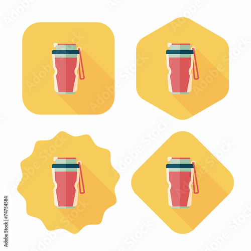 Vacuum flask flat icon with long shadow,eps10, hot water bottle