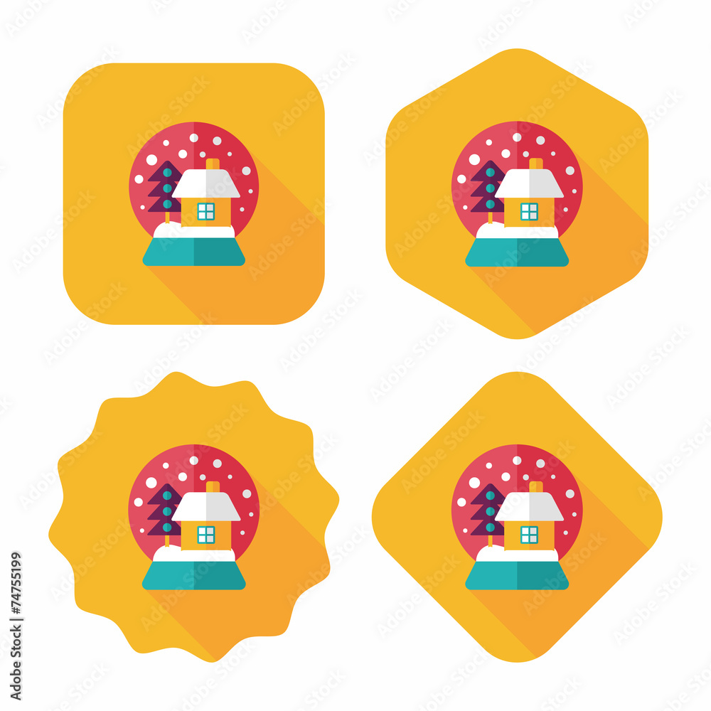 snow globe and gifts flat icon with long shadow,eps 10 snow globe and gifts flat icon with long shadow,eps 10
