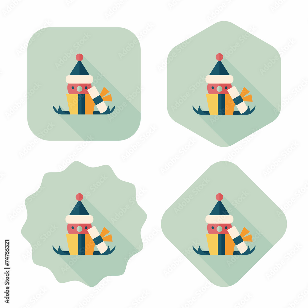 Christmas gift flat icon with long shadow,eps10 Christmas gift flat icon with long shadow,eps10