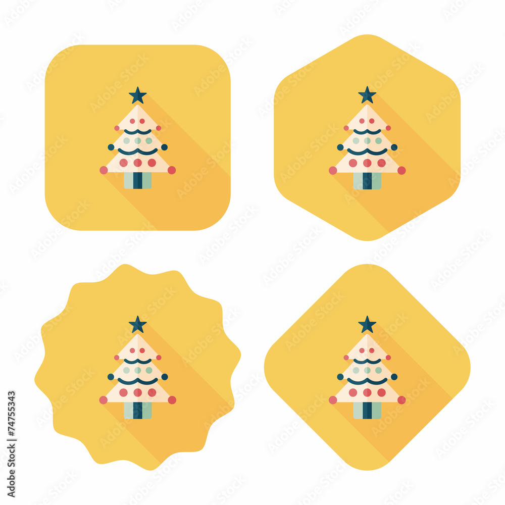 Christmas tree flat icon with long shadow, eps10 Christmas tree flat icon with long shadow, eps10