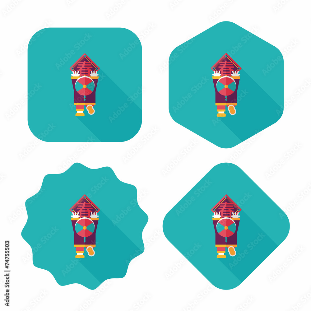 Chinese New Year flat icon with long shadow,eps10, the little bo Chinese New Year flat icon with long shadow,eps10, the little bo