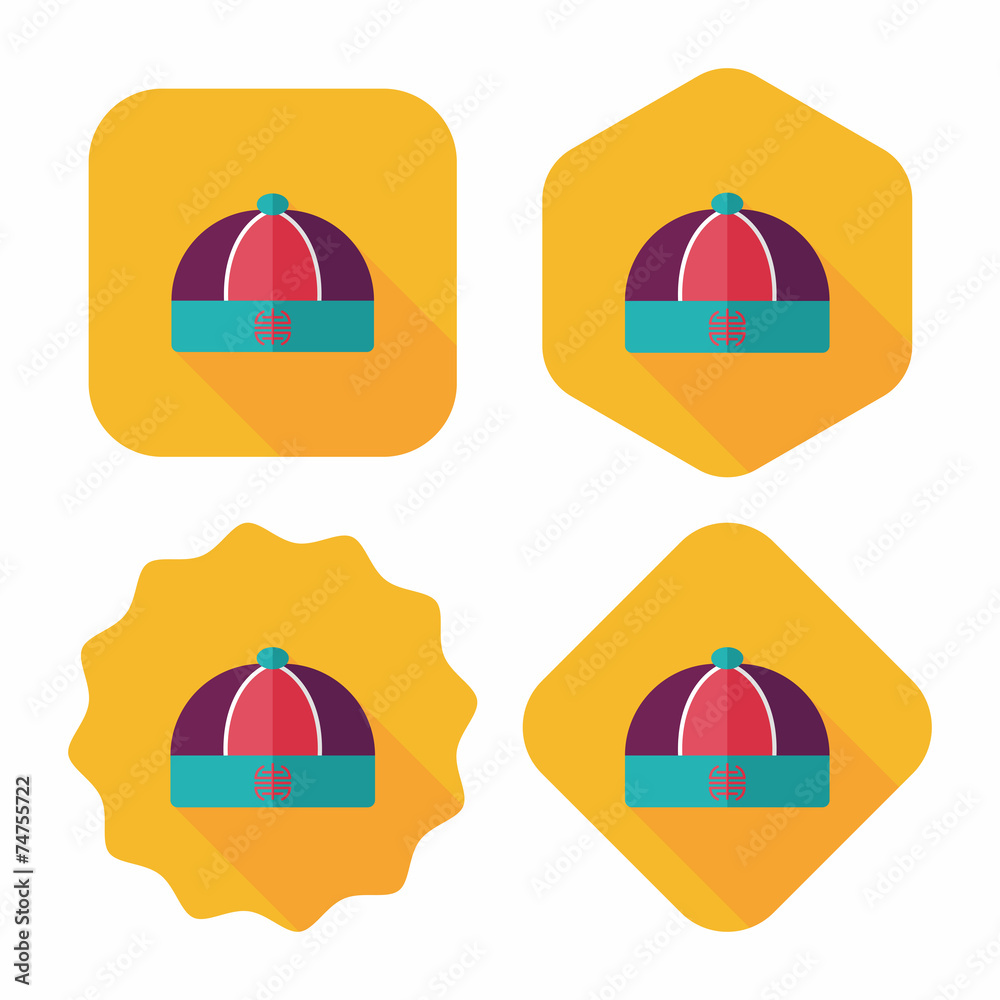 Fototapeta premium Chinese hat flat icon with long shadow,eps10
