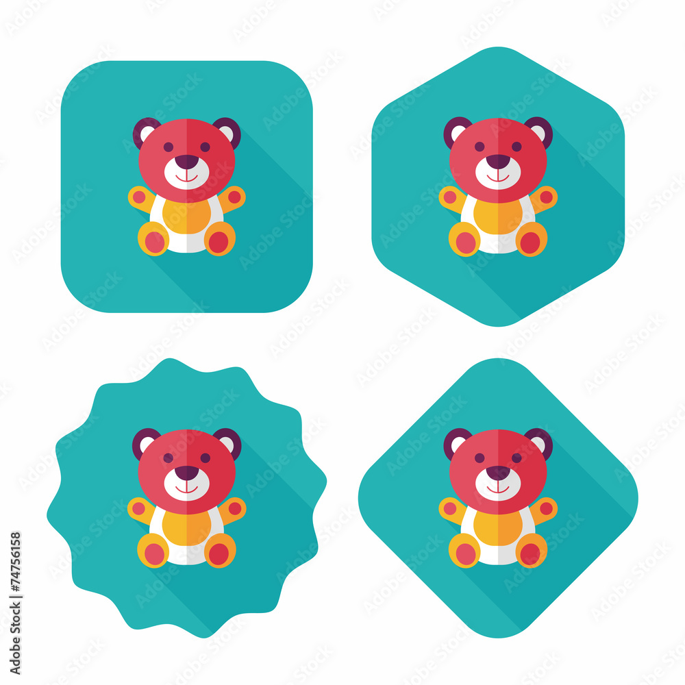 Obraz premium teddy bear flat icon with long shadow,eps 10