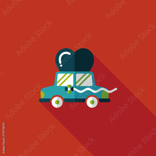 wedding car flat icon with long shadow, eps10