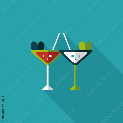 wedding champagne flat icon with long shadow,eps10