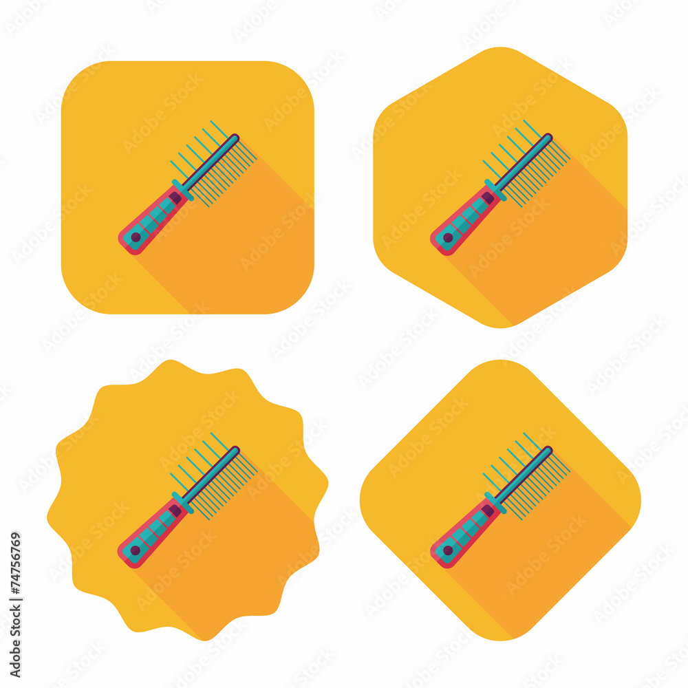 Pet dog brush flat icon with long shadow,eps10 Pet dog brush flat icon with long shadow,eps10