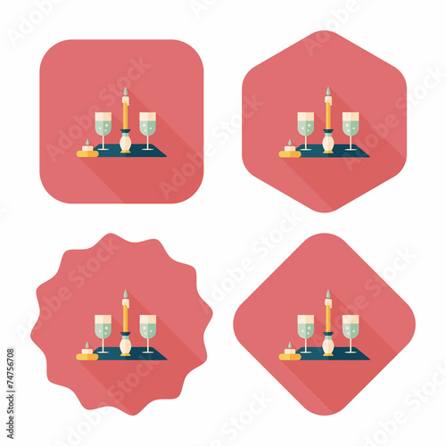 Valentine's day champagne flat icon with long shadow,eps10