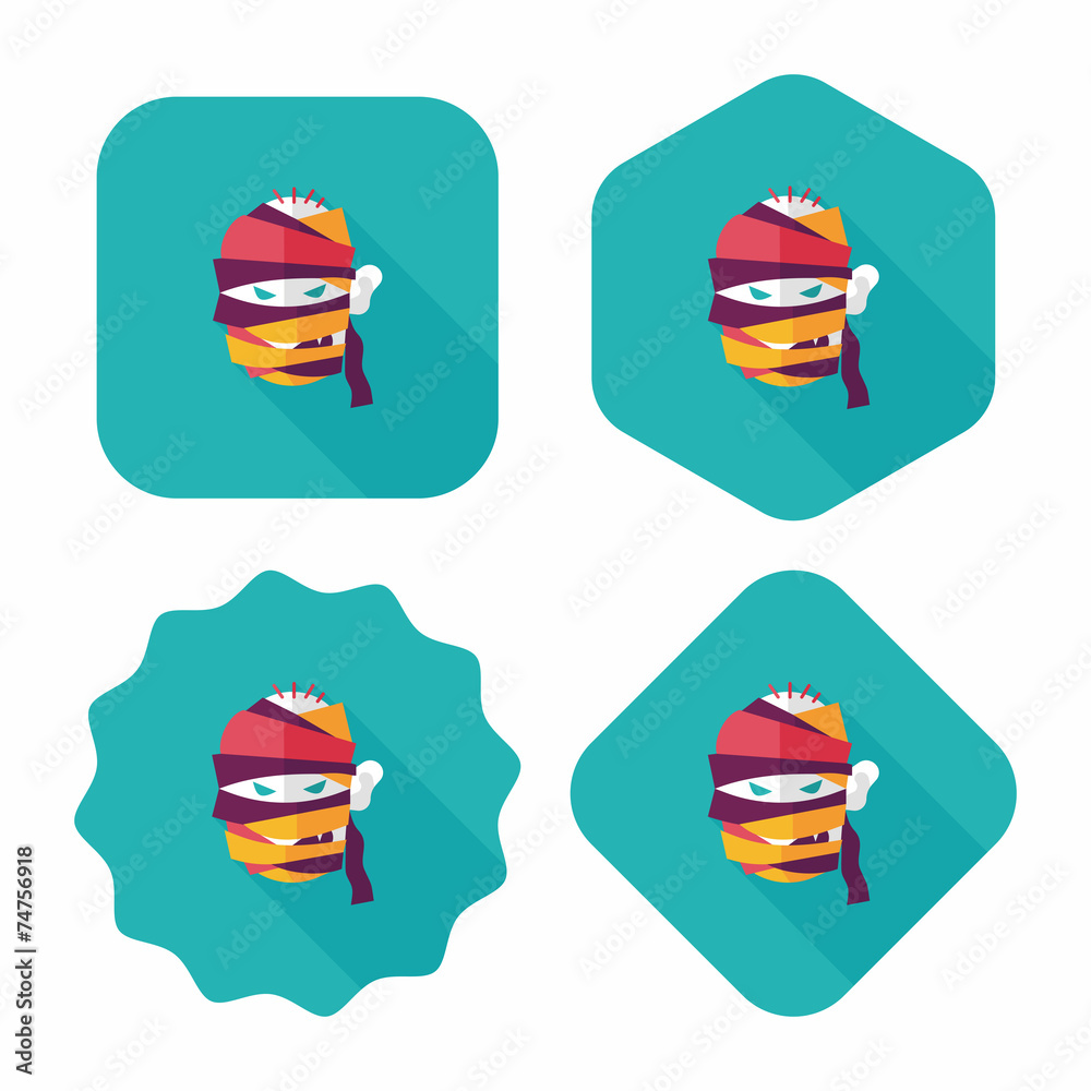 Halloween mummy flat icon with long shadow,eps10 Halloween mummy flat icon with long shadow,eps10