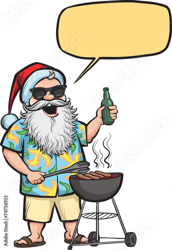 Grilling  Santa with barbecue and beer
