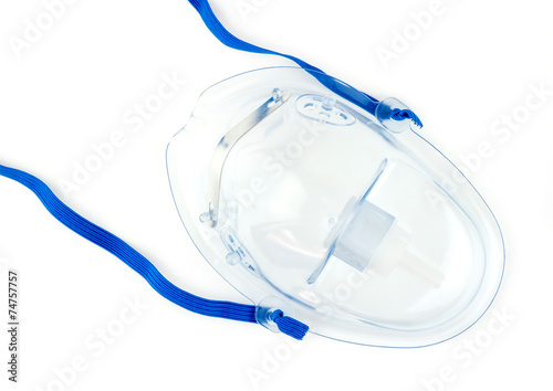 Top view of oxygen mask on white