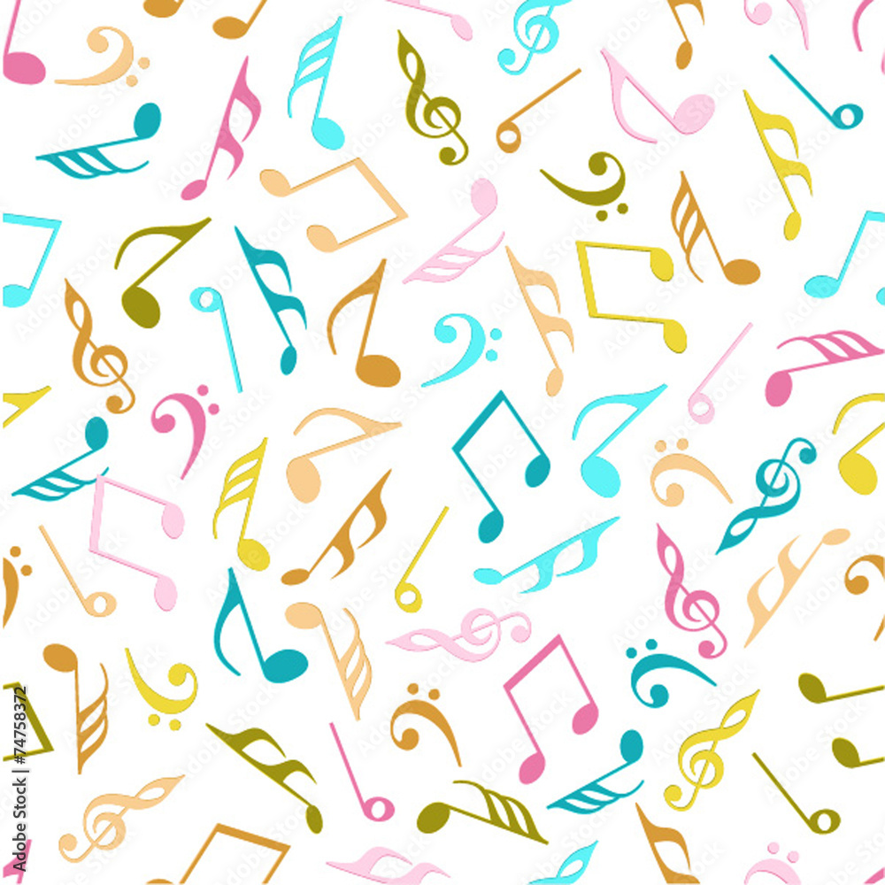 Seamless pattern with colorful musical notes. Seamless pattern with colorful musical notes.
