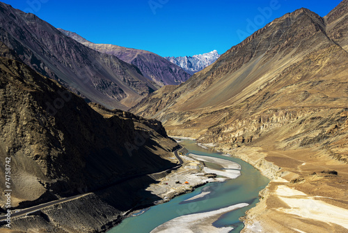 Sangam Indus and Zanskar Rivers meeting in Leh Ladakh