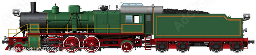 the old green steam locomotive