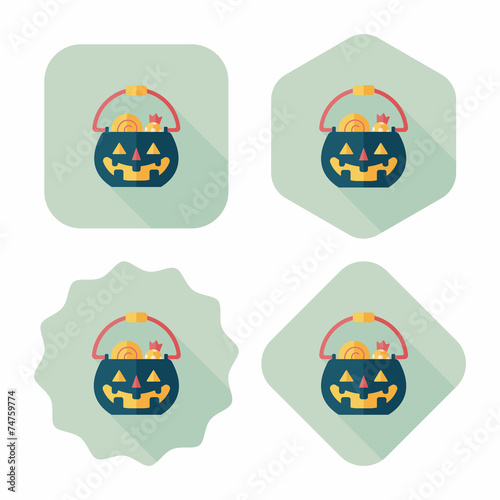 Halloween pumpkin shaped box flat icon with long shadow, eps10