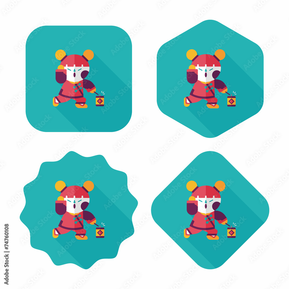 Chinese New Year girl flat icon with long shadow,eps10 Chinese New Year girl flat icon with long shadow,eps10