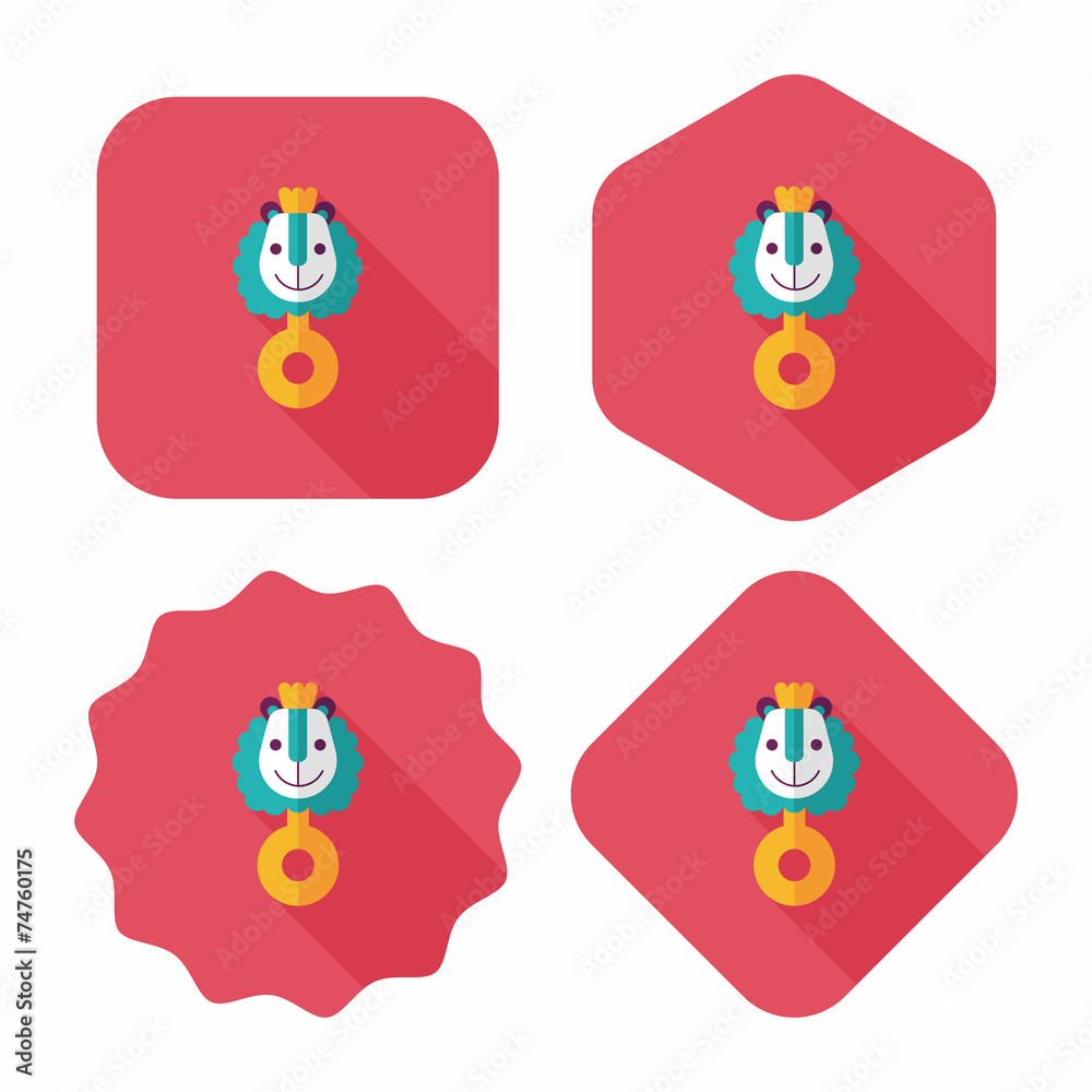 baby rattle flat icon with long shadow,eps10 baby rattle flat icon with long shadow,eps10