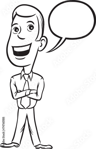 whiteboard drawing - businessman cheerful standing talking with