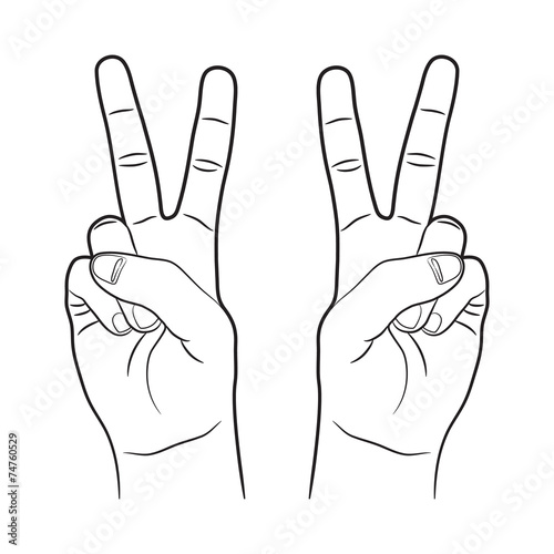 Victory Hand Sign Outline Vector