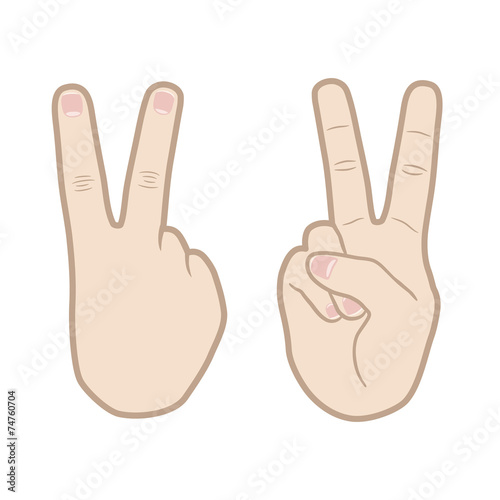 Cute Victory Hand Sign Icon Vector