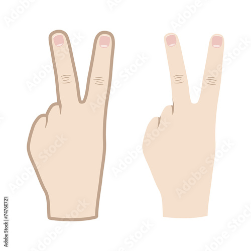 Victory Hand Gesture Back Hand Vector
