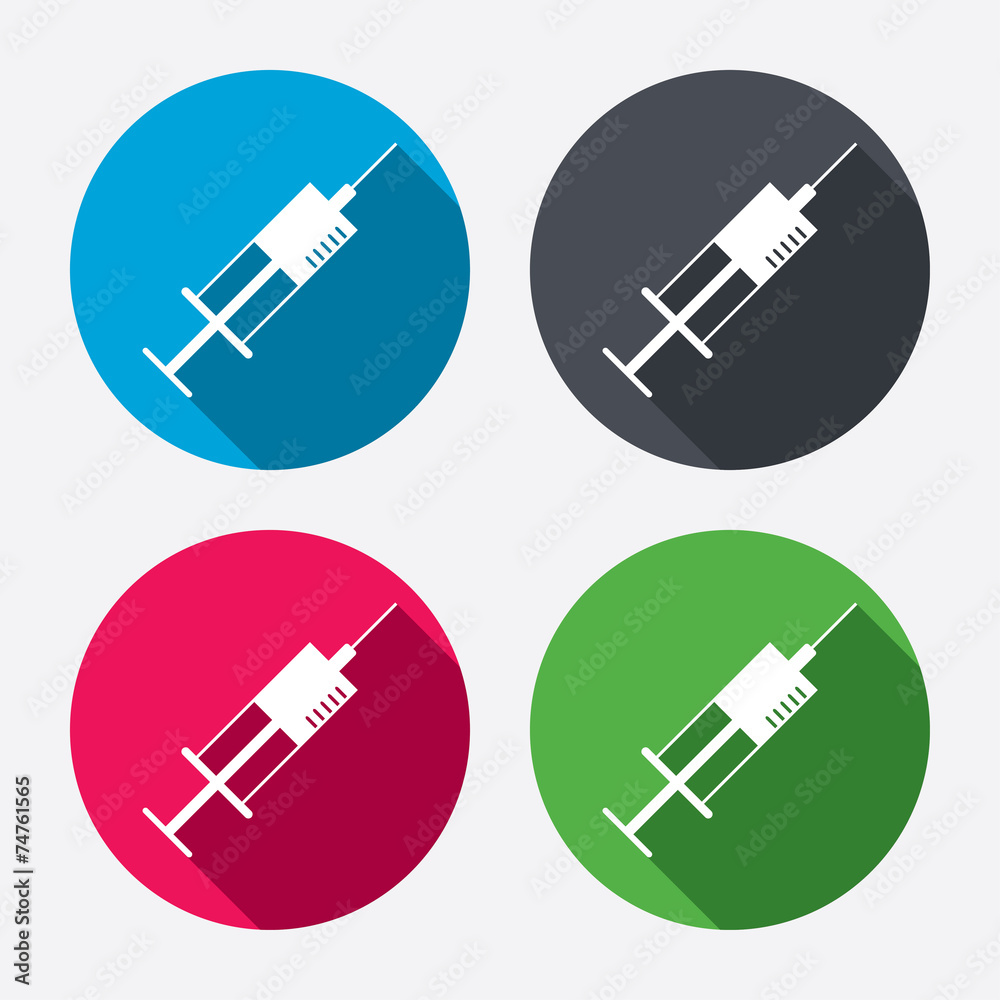 Syringe sign icon. Medicine symbol. Syringe sign icon. Medicine symbol.