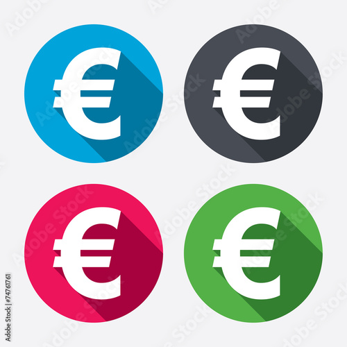 Euro sign icon. EUR currency symbol.