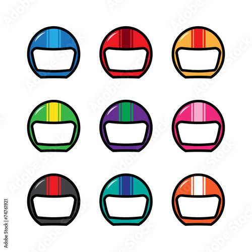 Cute Helmet Driver Biker Racer Colorful Vector