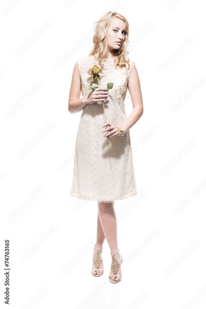 Sensual new year's eve fashion woman with blonde hair wearing go Sensual new year's eve fashion woman with blonde hair wearing go