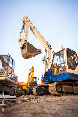 Excavator machines  on the construction site