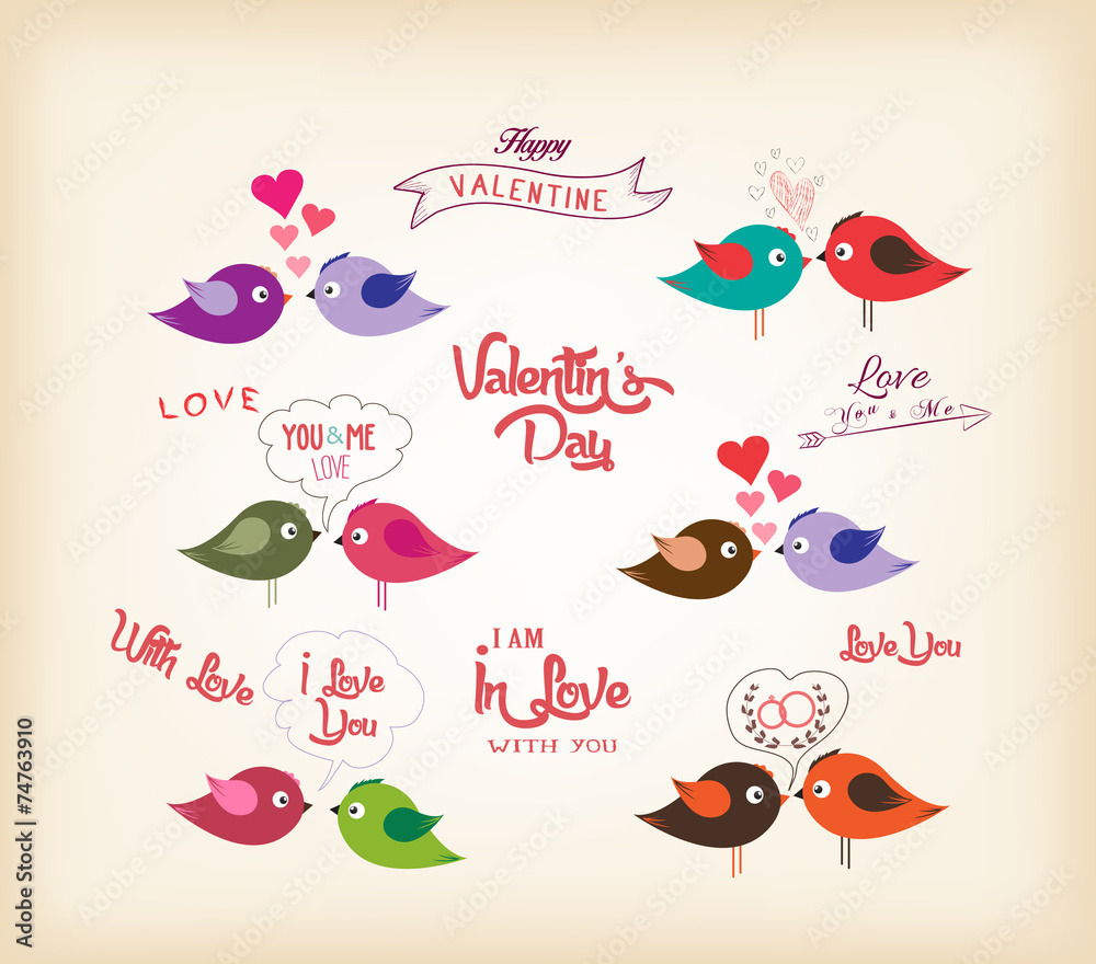 love birds with hearts love birds with hearts