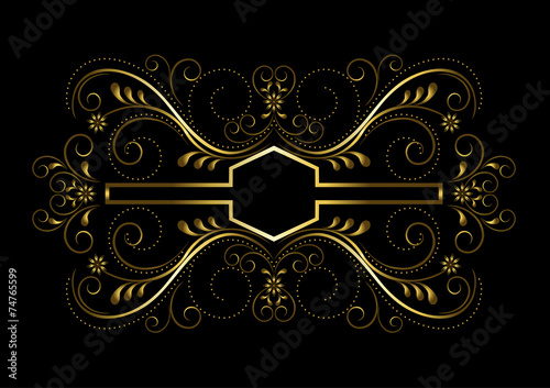Gold geometric frame with openwork floral decor