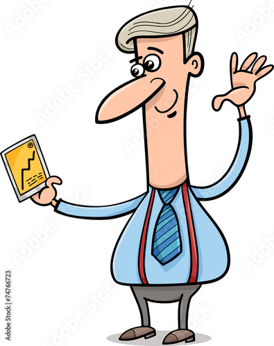 businessman and graph on tablet