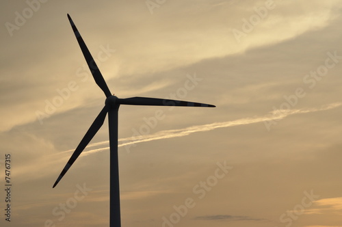 Windmill, production of green energy. Masts with blades