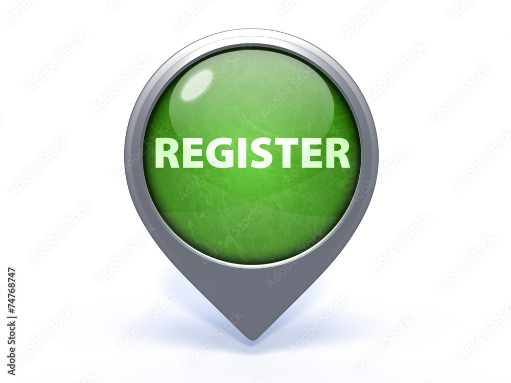 register circular button on white background register circular button on white background
