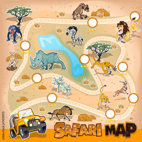 Africa Safari Map Wildlife