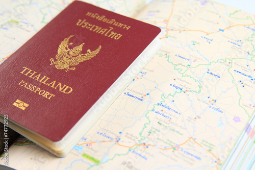 Thailand passport with map