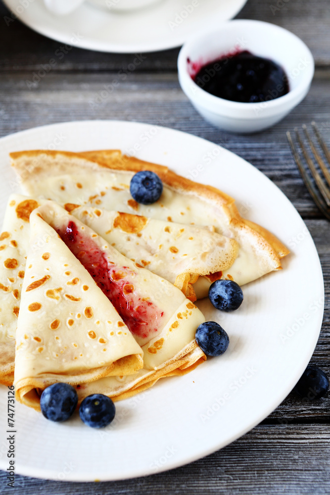 crepes with blueberry jam crepes with blueberry jam